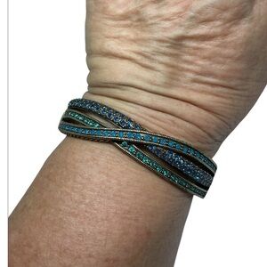 Heidi Daus blue Swarovski crystal crossover bracelet
